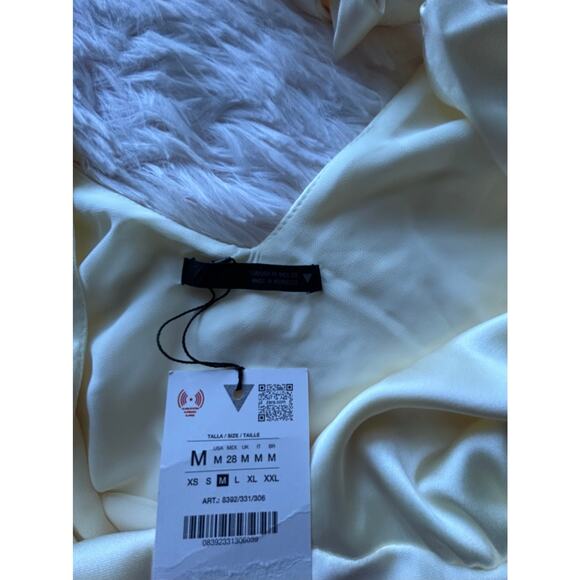 ZARA Satin Slip Dress Cream Ivory Maxi Tie Strap Elegant EU Style Size M - Picture 7 of 9